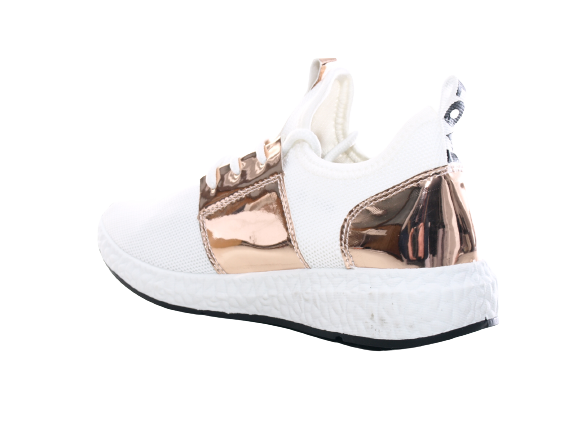 Baskets basses de sport pour femme, chaussures de loisirs, sneakers blanc doré n° 241