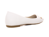 Damen Slipper Halbschuhe Ballerina Loafer Mokassins Slip On Flats Freizeit White # 10105