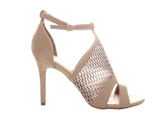 Escarpins à talons hauts pour femmes, chaussures de soirée, brides, blanc cassé # 66-8