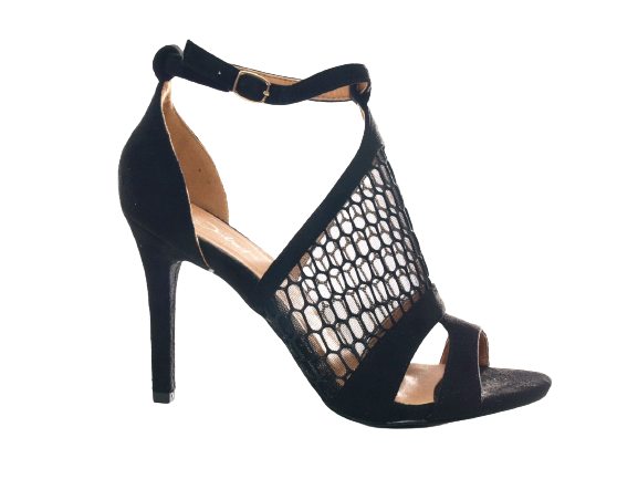 Damen High Heels Abendschuhe Pumps Riemen Black # 66-8
