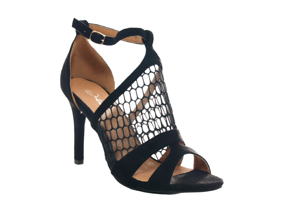 Damen High Heels Abendschuhe Pumps Riemen Black # 66-8