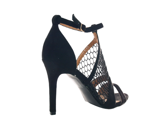 Damen High Heels Abendschuhe Pumps Riemen Black # 66-8