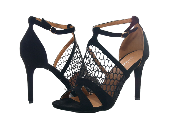 Women's High Heels Evening Shoes Pumps Strappy Black # 66-8