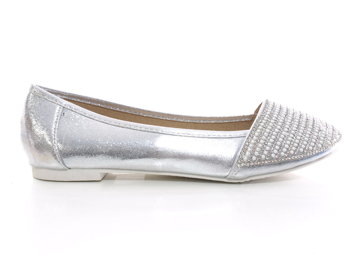 Ballerines mocassins à enfiler pour femme, chaussures plates décontractées, argenté n° 1