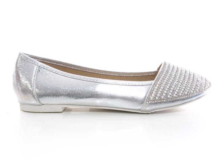 Ballerines mocassins à enfiler pour femme, chaussures plates décontractées, argenté n° 1