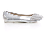 Damen Slipper Ballerina Loafer Mokassins  Slip On Flats Freizeit Silver # 1