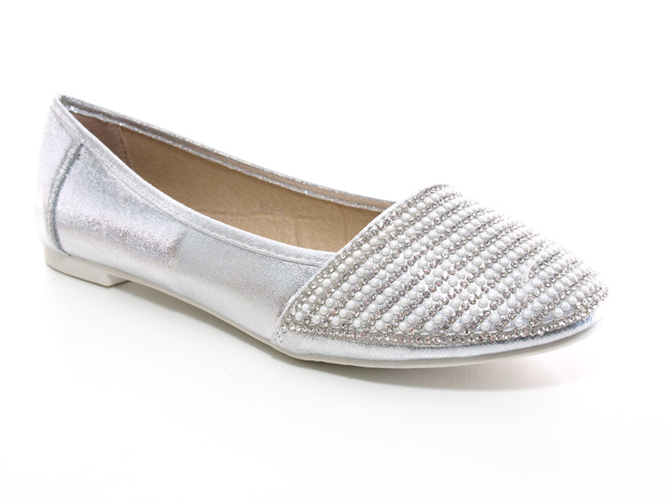 Ballerines mocassins à enfiler pour femme, chaussures plates décontractées, argenté n° 1