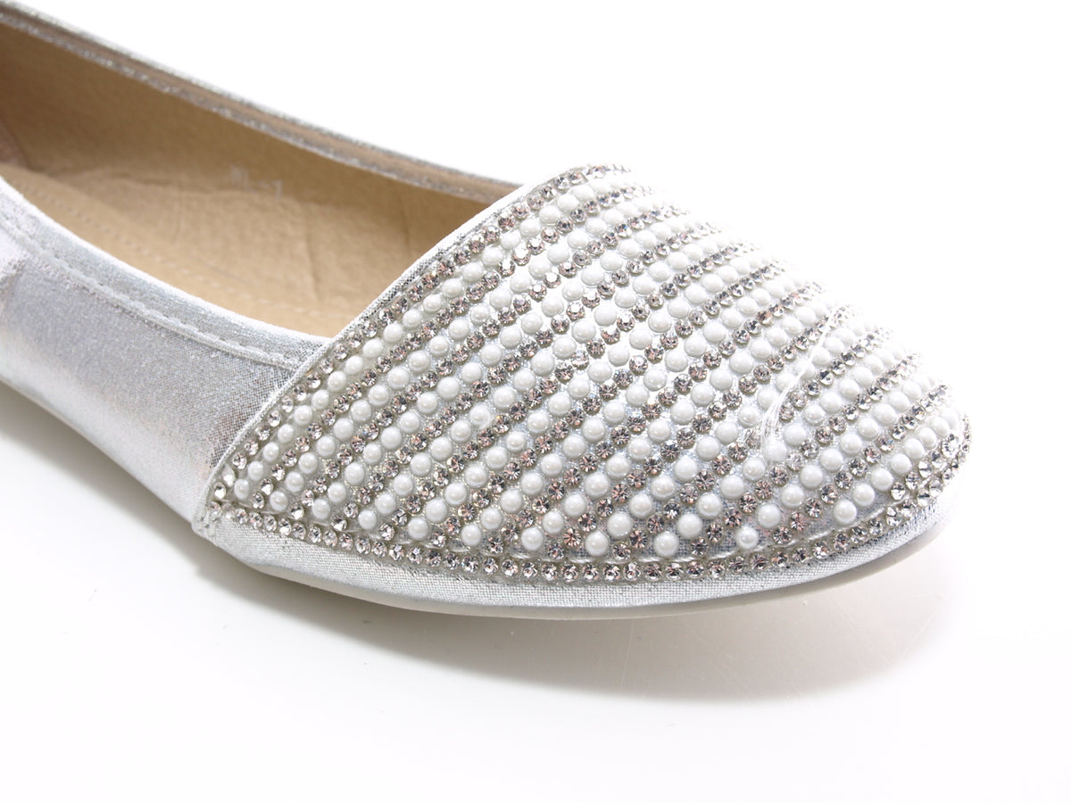 Ballerines mocassins à enfiler pour femme, chaussures plates décontractées, argenté n° 1