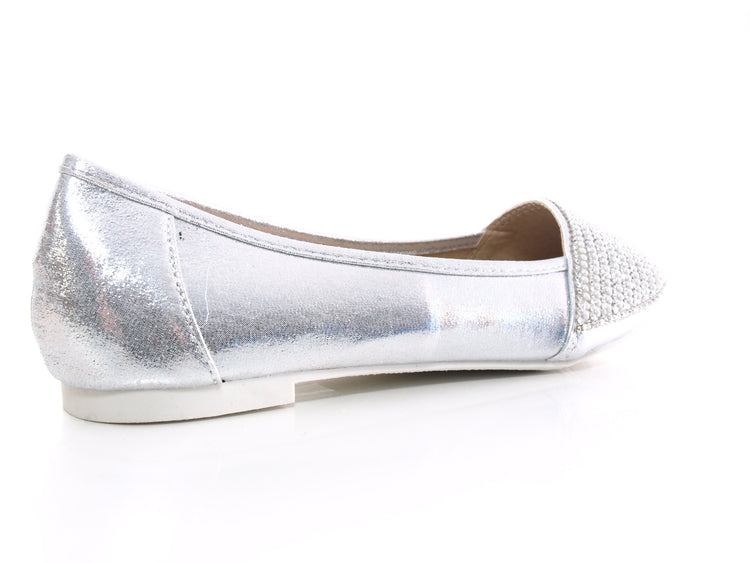 Ballerines mocassins à enfiler pour femme, chaussures plates décontractées, argenté n° 1