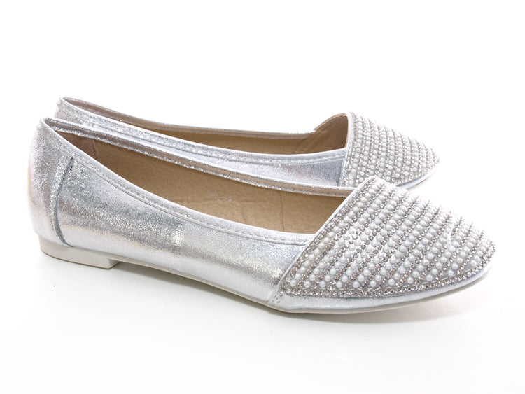 Ballerines mocassins à enfiler pour femme, chaussures plates décontractées, argenté n° 1