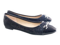 Damen Slipper Halbschuhe Ballerina Loafer Mokassins Slip On Flats Freizeit Black # 3