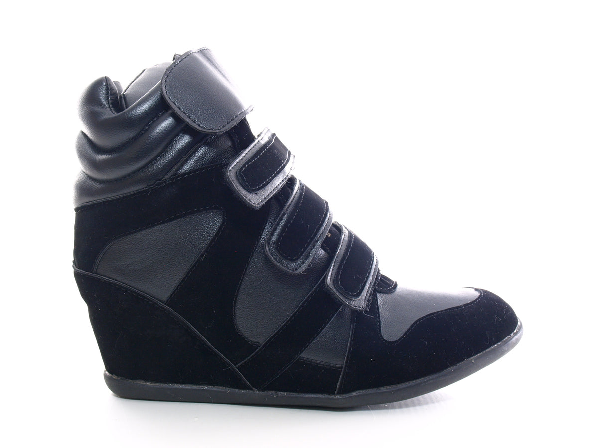 Damen Keilabsatz Boots Stiefelette Black # A08