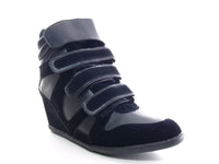 Damen Keilabsatz Boots Stiefelette Black # A08