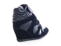 Damen Keilabsatz Boots Stiefelette Black # A08