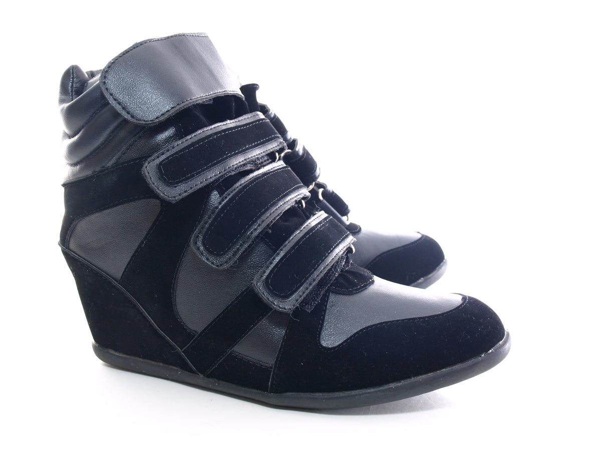 Damen Keilabsatz Boots Stiefelette Black # A08