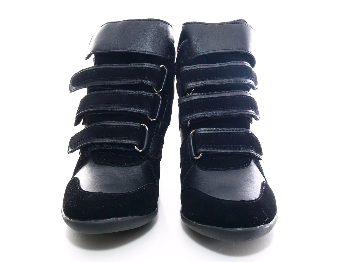 Damen Keilabsatz Boots Stiefelette Black # A08