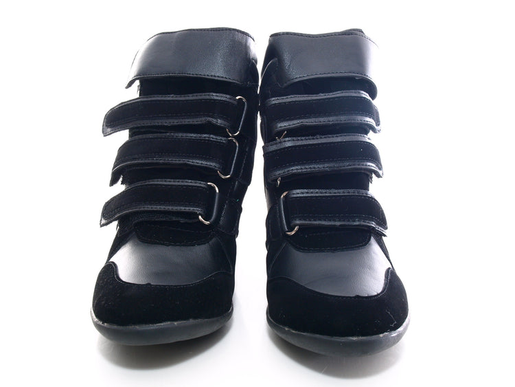 Damen Keilabsatz Boots Stiefelette Black # A08