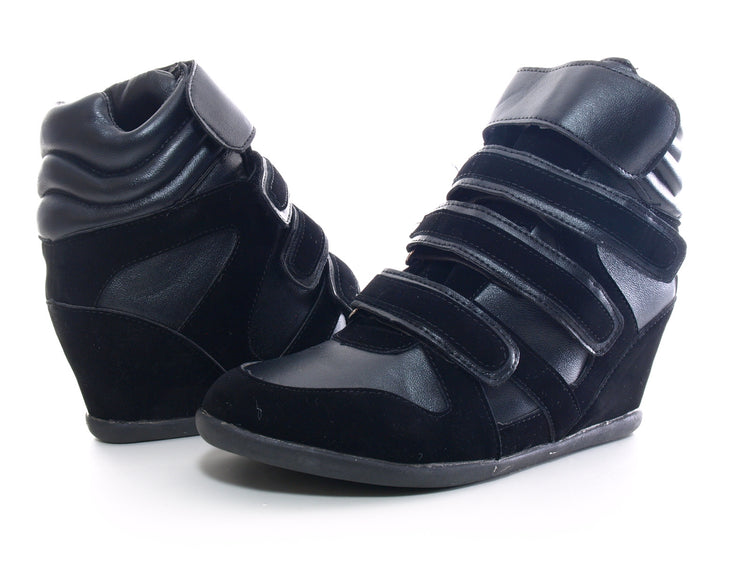 Damen Keilabsatz Boots Stiefelette Black # A08