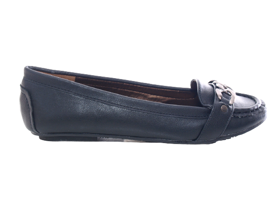 Mocassins ballerines chaussures basses pour femme, sans lacets, style décontracté, noir # 012