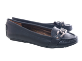Damen Slipper Halbschuhe Ballerina Loafer Mokassins Slip On Flats Freizeit Black # 012