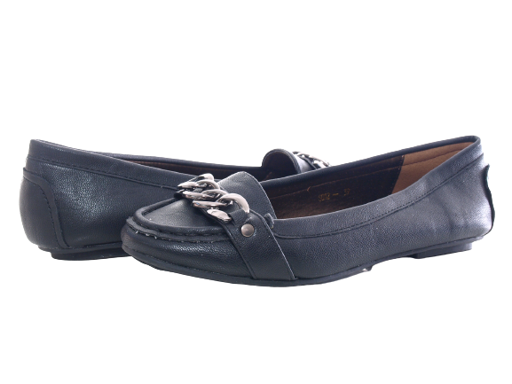 Mocassins ballerines chaussures basses pour femme, sans lacets, style décontracté, noir # 012