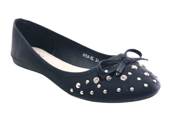 Chaussures femme ballerines mocassins slip-on plates décontractées noir # 9954