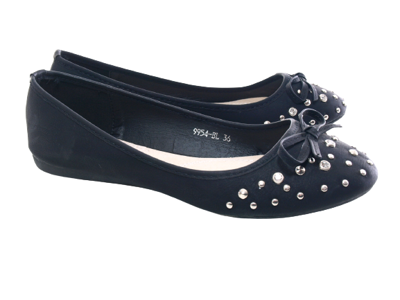 Chaussures femme ballerines mocassins slip-on plates décontractées noir # 9954