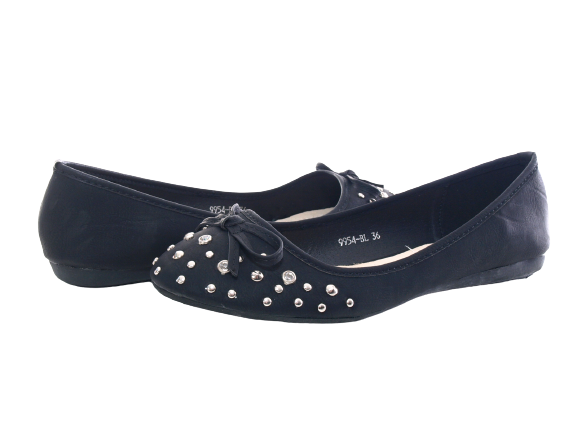 Chaussures femme ballerines mocassins slip-on plates décontractées noir # 9954