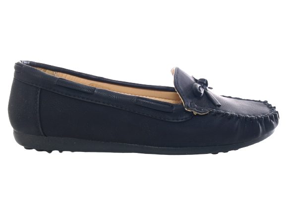Ballerines mocassins sans lacets pour femmes, chaussures plates décontractées, noir # 05-10