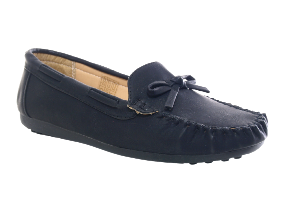 Ballerines mocassins sans lacets pour femmes, chaussures plates décontractées, noir # 05-10