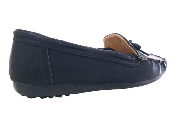 Ballerines mocassins sans lacets pour femmes, chaussures plates décontractées, noir # 05-10