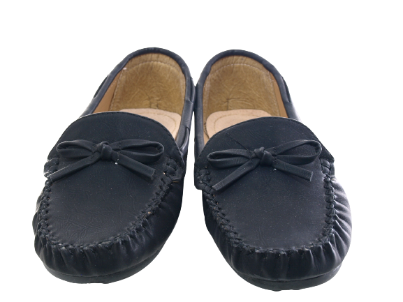 Ballerines mocassins sans lacets pour femmes, chaussures plates décontractées, noir # 05-10