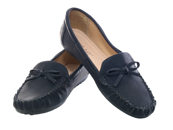 Ballerines mocassins sans lacets pour femmes, chaussures plates décontractées, noir # 05-10