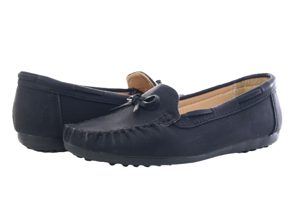 Ballerines mocassins sans lacets pour femmes, chaussures plates décontractées, noir # 05-10