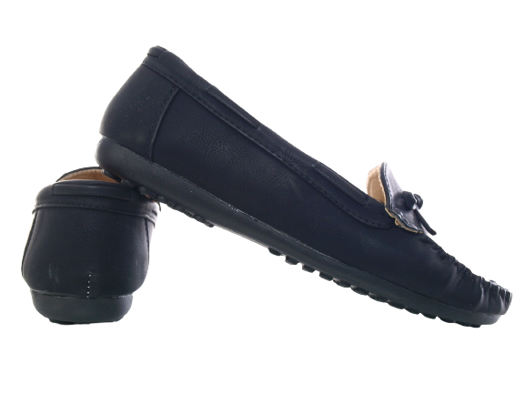 Ballerines mocassins sans lacets pour femmes, chaussures plates décontractées, noir # 05-10