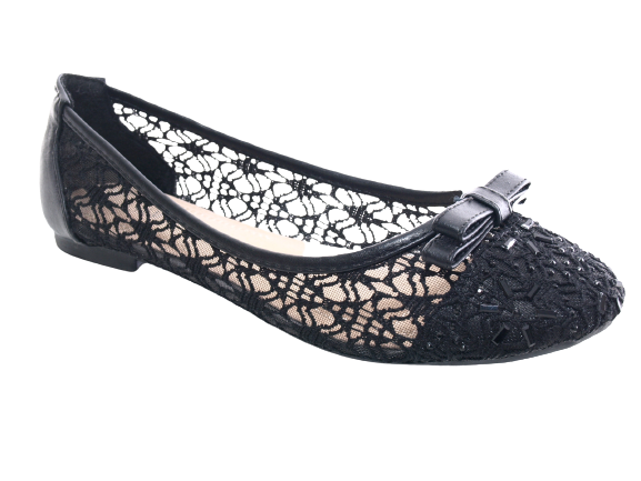 Ballerines mocassins à enfiler pour femme, chaussures basses, décontractées, noir # 8382-22