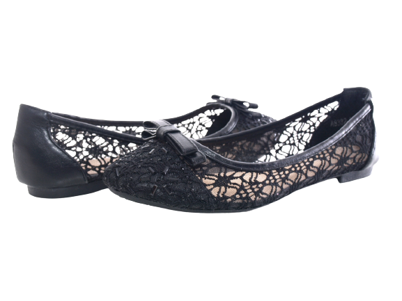 Ballerines mocassins à enfiler pour femme, chaussures basses, décontractées, noir # 8382-22