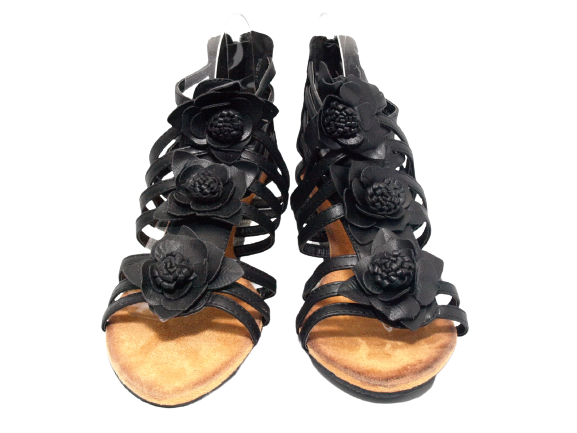 Damen Keilabsatz Wedges Plateau Sandalen Sandaletten Keilabsatz Römer Black # 929-16