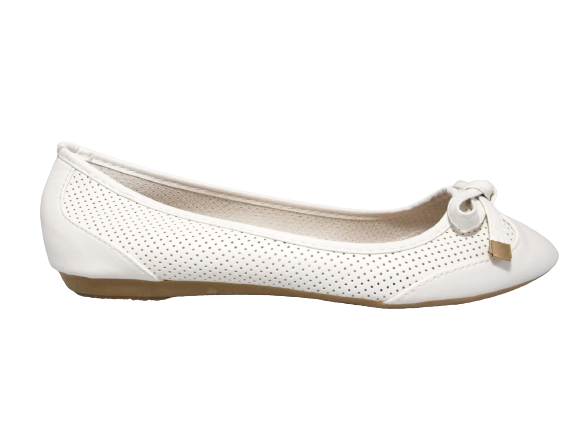 Ballerines mocassins à enfiler pour femme, chaussures basses, décontractées, blanc # 7443