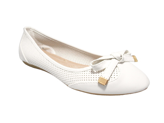 Ballerines mocassins à enfiler pour femme, chaussures basses, décontractées, blanc # 7443