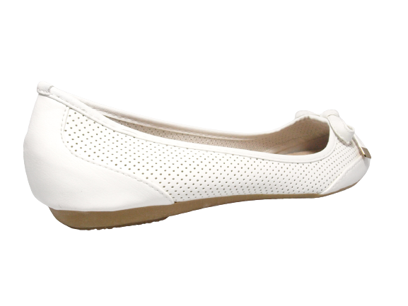 Ballerines mocassins à enfiler pour femme, chaussures basses, décontractées, blanc # 7443
