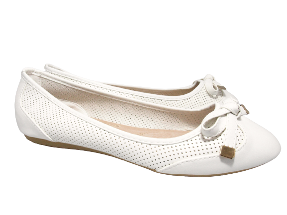 Ballerines mocassins à enfiler pour femme, chaussures basses, décontractées, blanc # 7443