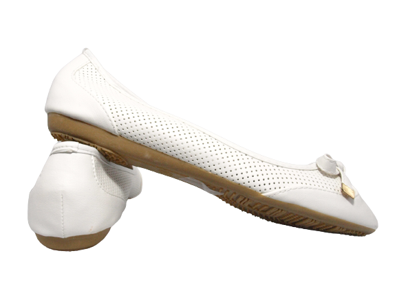 Ballerines mocassins à enfiler pour femme, chaussures basses, décontractées, blanc # 7443