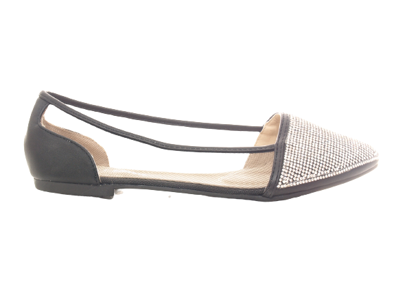 Damen Slipper Halbschuhe Ballerina Loafer Mokassins Slip On Flats Freizeit Black # 006-35