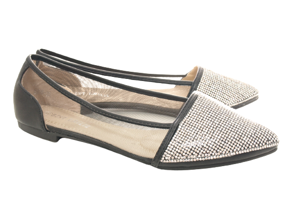 Damen Slipper Halbschuhe Ballerina Loafer Mokassins Slip On Flats Freizeit Black # 006-35