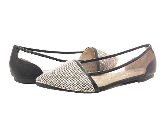 Ballerines mocassins à enfiler pour femmes, chaussures basses, décontractées, noir # 006-35