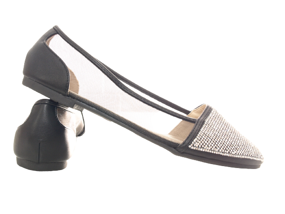Damen Slipper Halbschuhe Ballerina Loafer Mokassins Slip On Flats Freizeit Black # 006-35