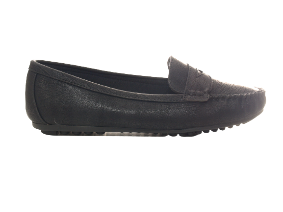 Mocassins ballerines chaussures basses pour femmes slip-on décontractés noir # 764
