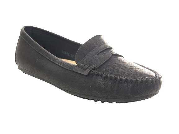 Mocassins ballerines chaussures basses pour femmes slip-on décontractés noir # 764