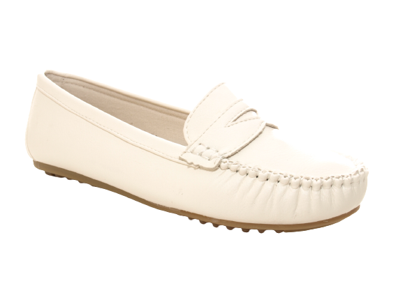Ballerines, mocassins, chaussures basses sans lacets pour femmes, style décontracté, blanc # 764